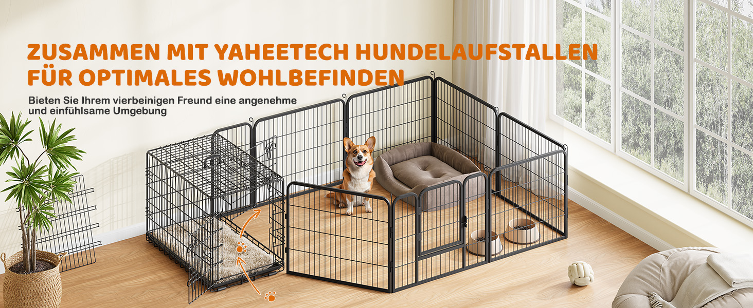 Клітка для собак Yaheetech 90x56x63 см, розкладний вольєр з перегородкою, 2 двері, висувна піддон, чорна, для дому та транспортування