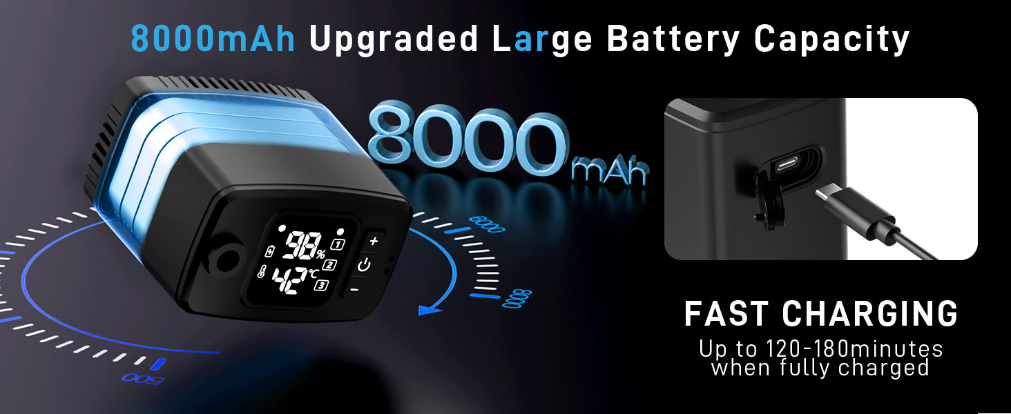Портативний душ для душу на відкритому повітрі з LED-дисплеєм, 8000 mAh, IPX8 водонепроникний, USB зарядка - для кемпінгу, походу, пляжу