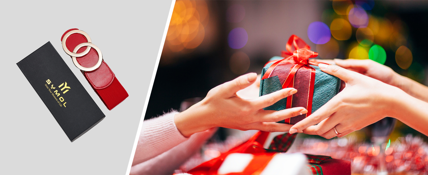 Жіночий еластичний пояс шкіряний 5 см, біло-червоний, розмір 140-160 см, для суконь, модний аксесуар