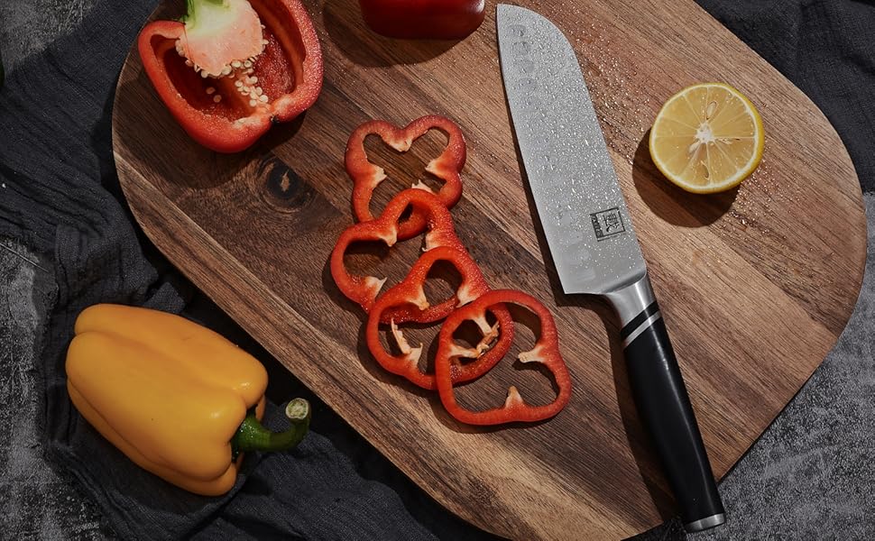 Кухонний ніж Zayiko NAMI Santoku: професійний, 30.5 см, з лезом 17 см з нержавіючої сталі та ергономічною ручкою ABS