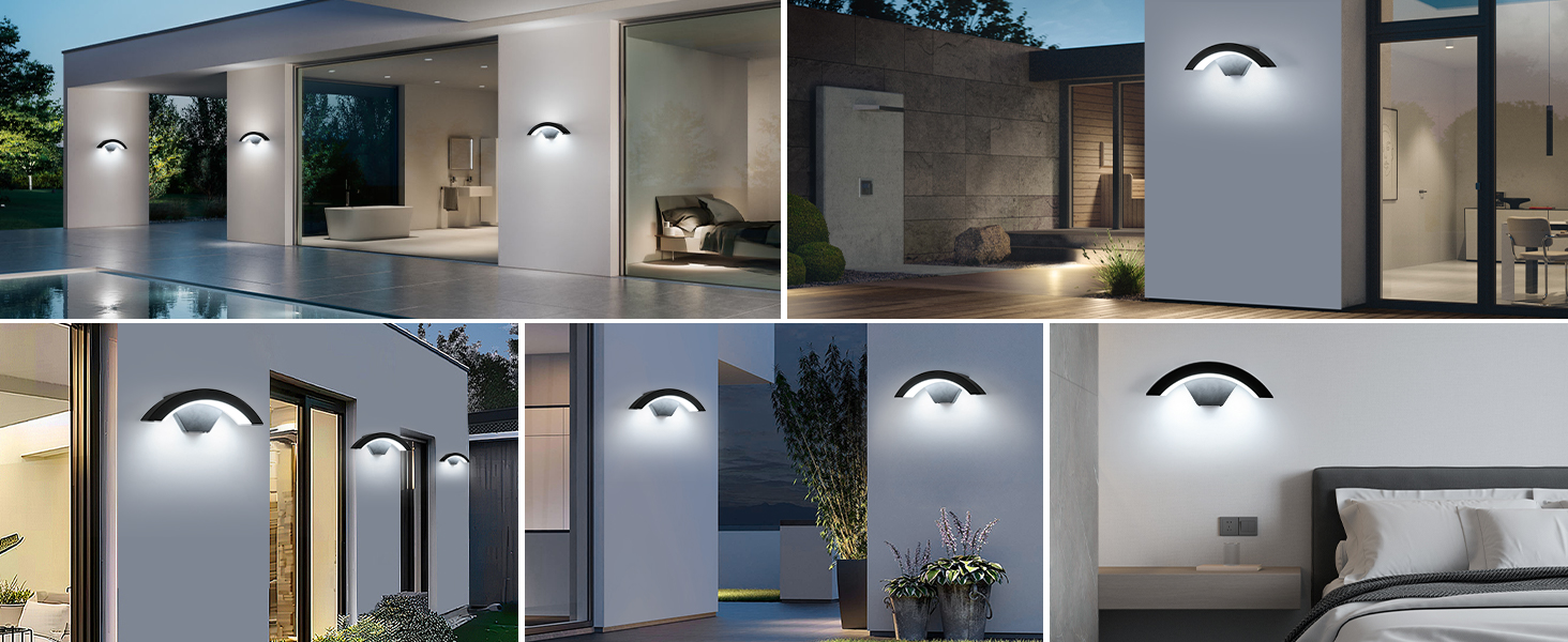 Зовнішня вулична LED-лампа Comely 24W з датчиком руху, IP65, алюміній, тепле світло 3000K, для саду, тераси, сходи, чорна