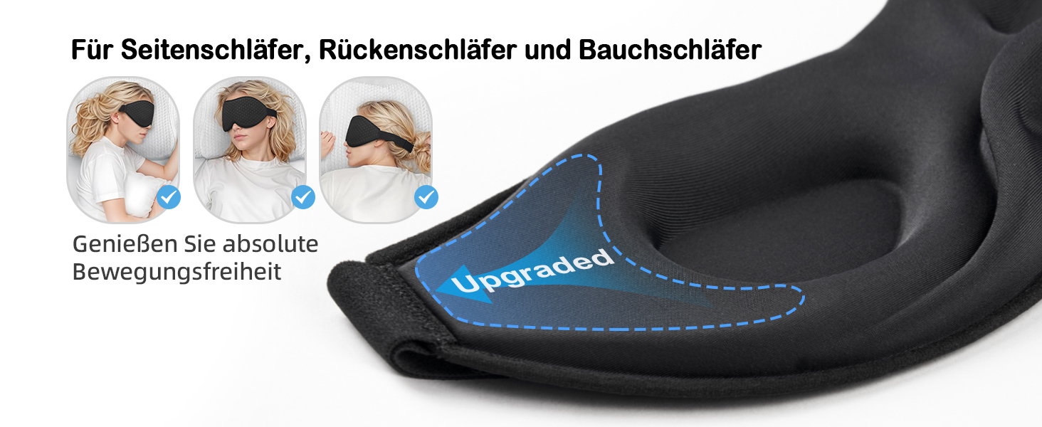 INNELO 3D маска для сну з блокуванням світла, ергономічна, для комфортного сну, чорна