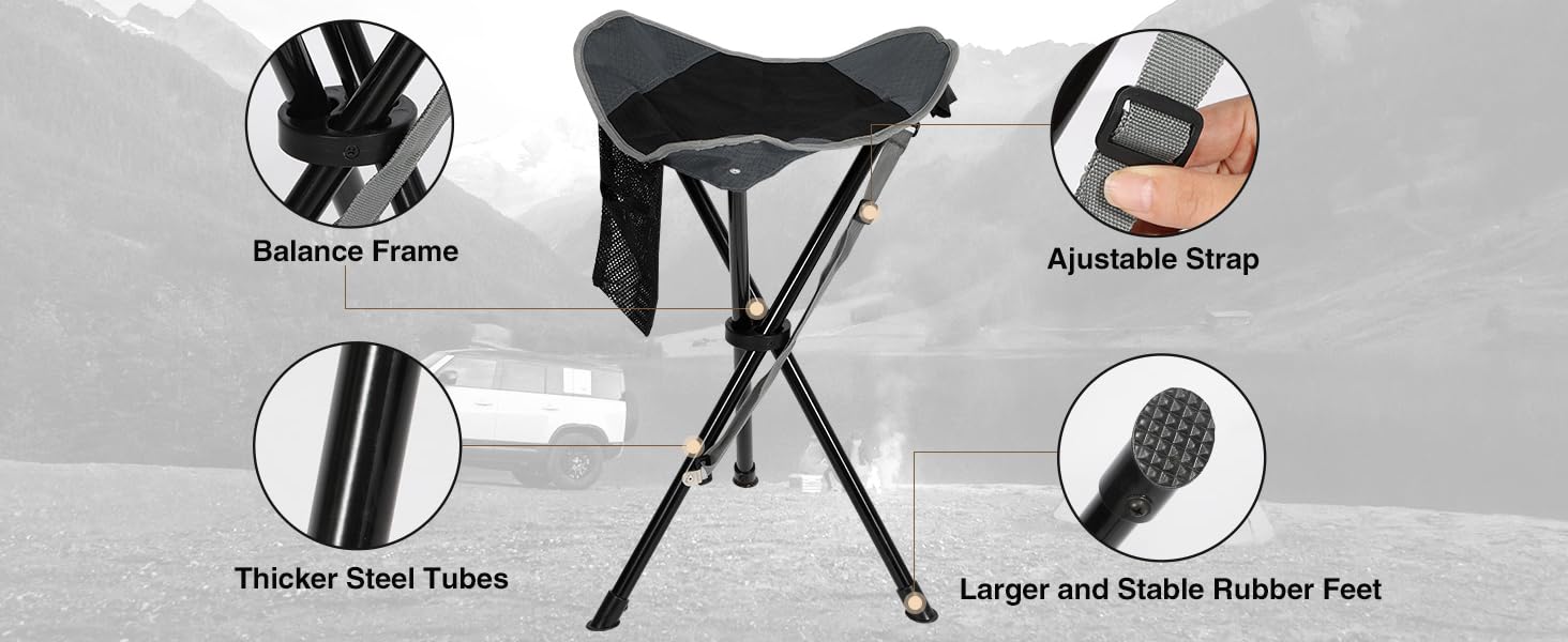 REDCAMP 2 шт. складані туристичні стільці-штатив, 56 см, чорний та сірий