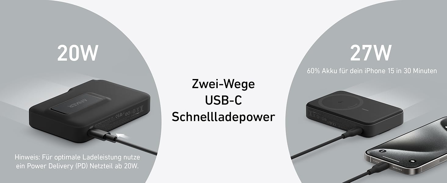 Powerbank Anker MagGo: 10000mAh, Qi2, 15W MagSafe, USB-C, з дисплеєм та підставкою, чорний