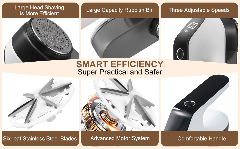 Електричний видалення ворсу Fusselrasierer з LED-дисплеєм, 3 режими потужності, USB, 3 змінні леза, для всіх тканин