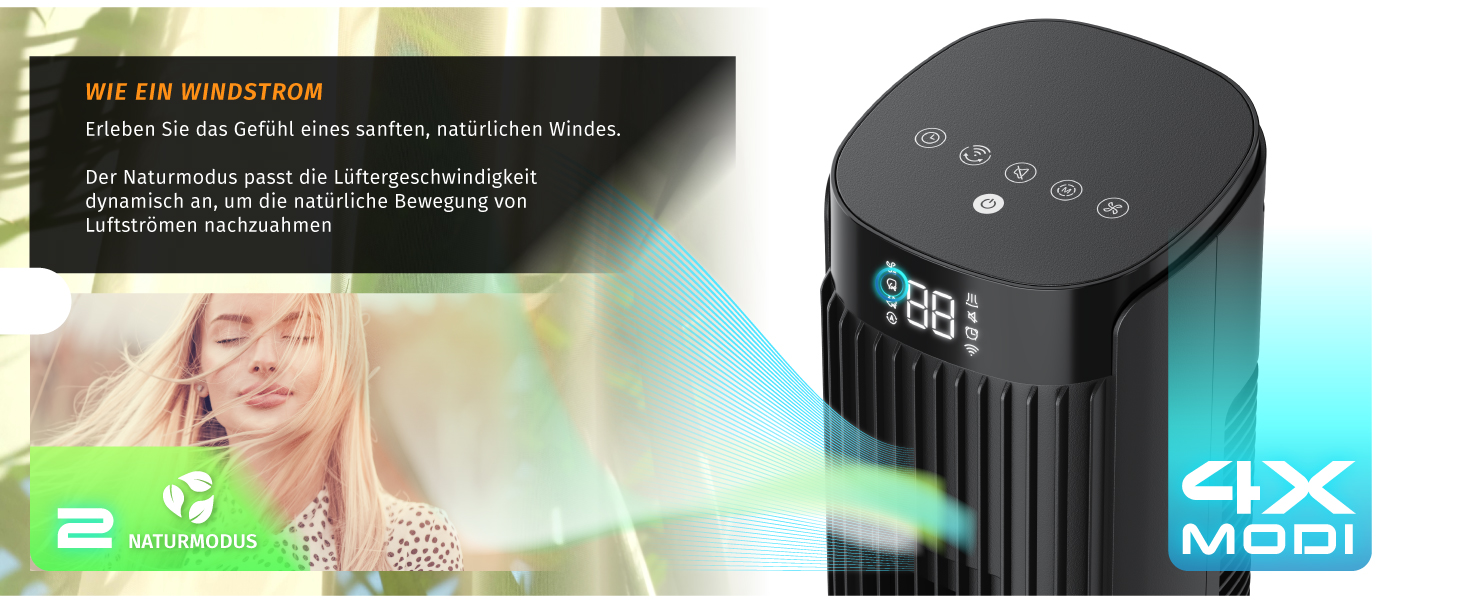 Вентилятор підлоговий Brandson DC Turm з Wi-Fi, керування через Smart Life, енергоефективний, тихий, з пультом - ECO GREEN