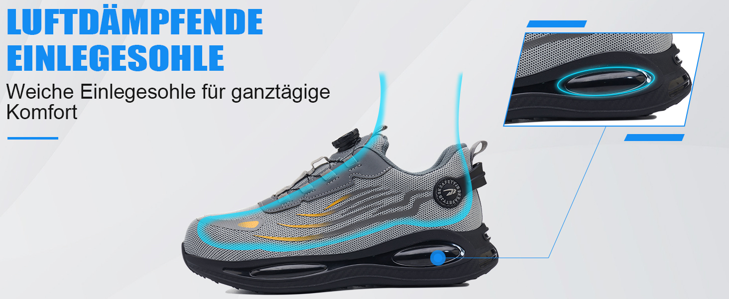 Робочі черевики з металевим носком для чоловіків та жінок, сірі, розмір 43 EU, дихаючі, з поворотним затвором, захисне взуття