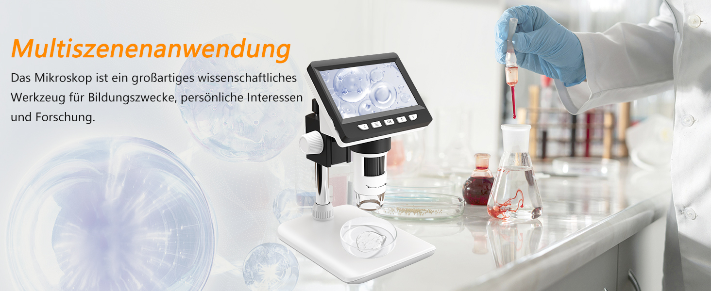 USB мікроскоп Misilmp з LCD екраном 4.3 дюйма, 1000x збільшення, 1080P, з LED підсвічуванням, для дітей та дорослих, сумісний з MacOS та Windows