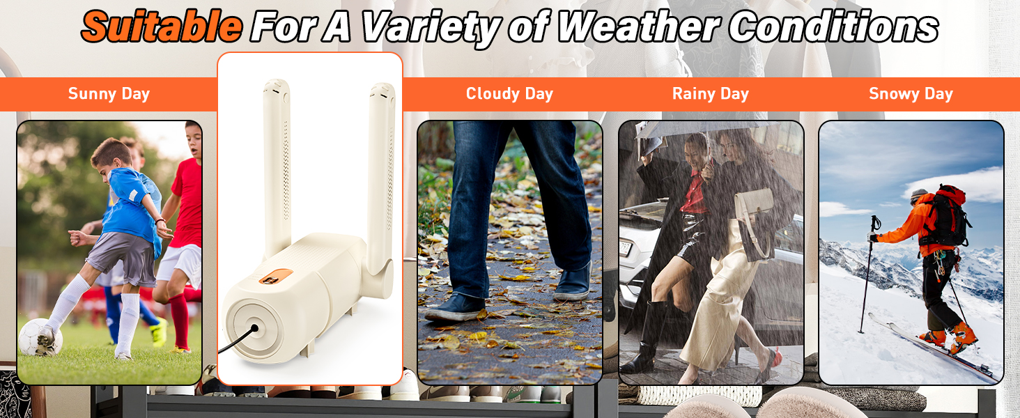 Електричний сушильник для взуття та черевиків з таймером 120 хв, UV-підсвічуванням, складний дизайн (Бежевий)