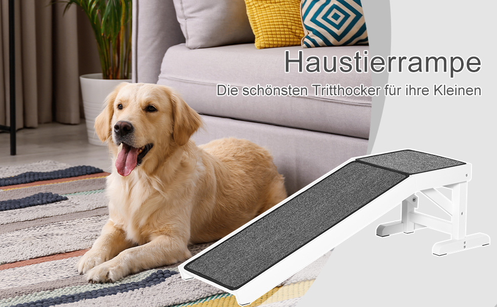 Рампа для собак PawHut – пандус для собак з антиковзким килимком, для автомобілів, позашляховиків та вантажівок (до 30 кг, 125 x 40 см)