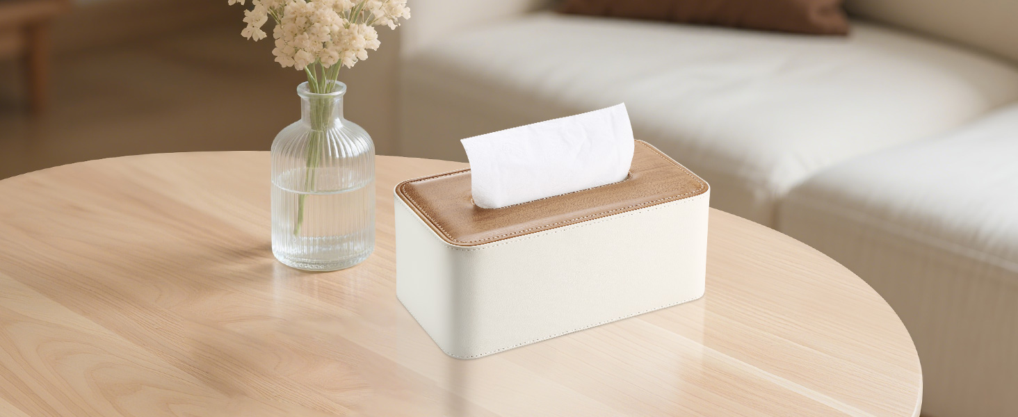Стильна коробка для серветок з PU шкіри KingFOM - для офісу, авто, дому (C-Бежевий)