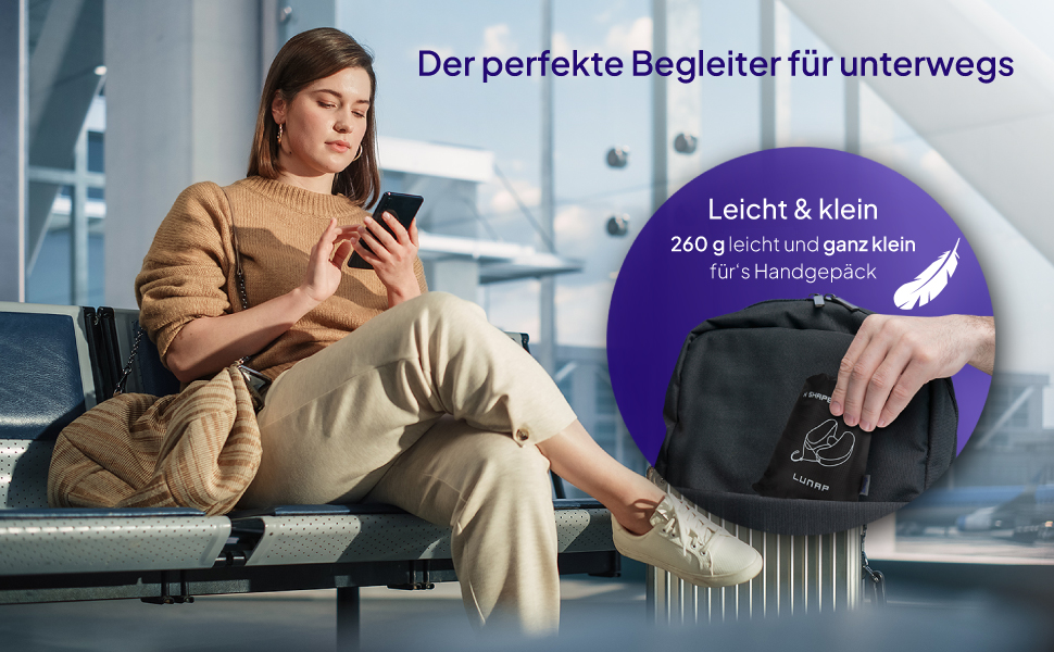Подушка для шиї у подорожах Luna | Memory Foam, дихаюча, пральна | Для дорослих | Підходить для літака та авто | Сірий колір