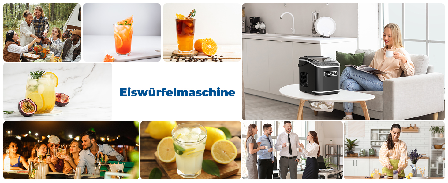 Acmeenjoy Ice Maker - Self-Cleaning Ice Machine for Kitchen, Bar, Office & Party - Makes 9 Ice Cubes in 6-8 Minutes, 12KG in 24H