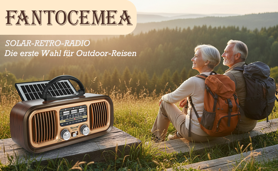 Ретро Радіо Klein з Bluetooth, AM/FM/SW радіо, портативне, з сонячною панеллю, USB/TF картка, 1200mAh, подвійний динамік