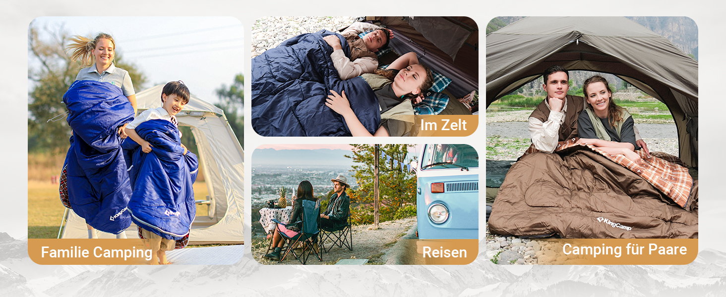 KingCamp 2-Person Winter Sleeping Bag - Warm, Portable, 3-4 Season Camping Sleeping Bag with Flannel Pillows - for Kids & Adults