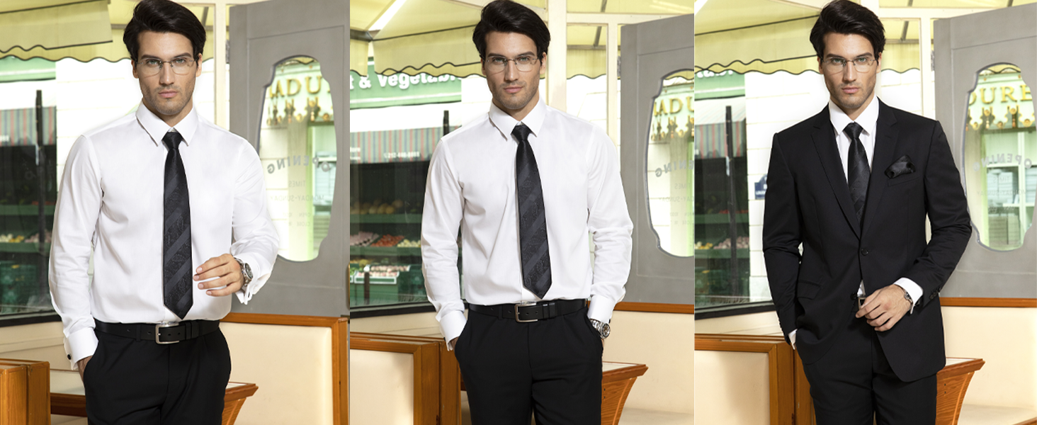 Чоловіча краватка HISDERN 160 см з кишеньковим хустиком. Набір для весілля, бізнесу. Шовкова краватка з квітковим принтом чорного та червоного кольорів.