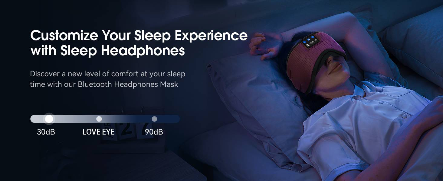 Маска для сну для тих, хто спить на боці, з Bluetooth навушниками. 100% непрозора маска для очей, ультрам'яка. Для подорожей, сну, йоги, медитації. Чорний колір. 1 шт.