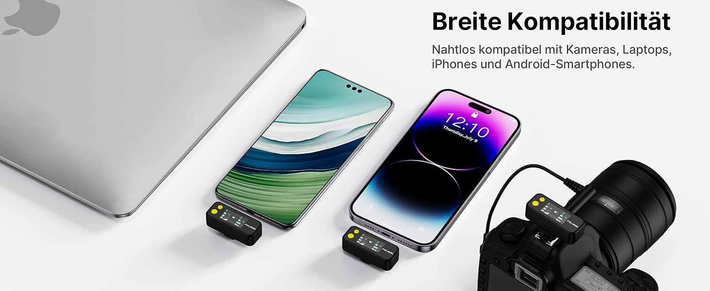 Бездротове петличне мікрофону FULAIM X6S для iPhone, Android, з AI-шумопоглинанням, 48 кГц/24 біт, з кейсом для зарядки та зберігання, для відеозйомки та Vlogging