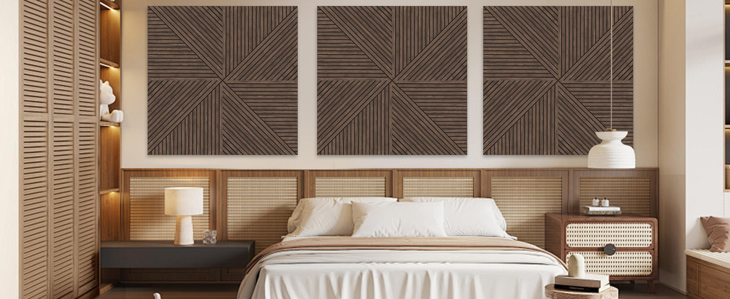 Акустичні панелі JBER, самоклеючі звукопоглинаючі стінові панелі для офісу, студії та дому, 6 шт, 180 x 120 см, колір темний горіх