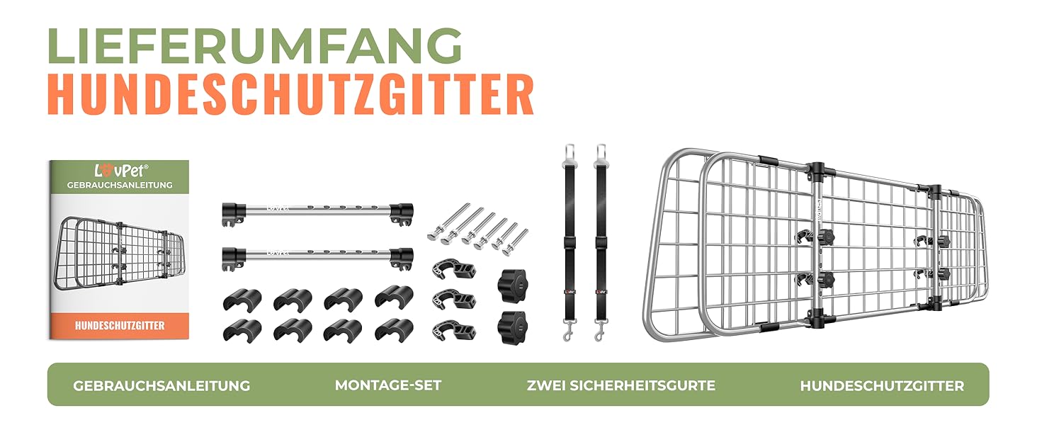 Автомобільне захисне ґрати для собак, універсальні, регульовані, сірий колір, з кріпленнями для собак