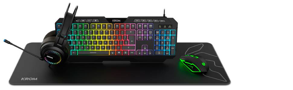 KROM KARRIER Gaming Pack: RGB клавіатура, миша, навушники, килимок для миші - чорний