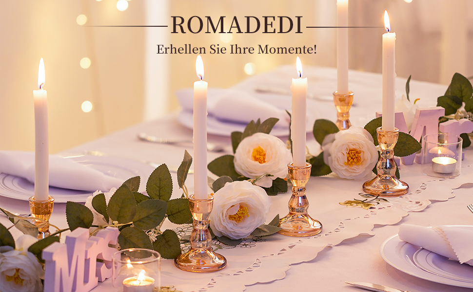 Свічник Romadedi зі скла, прозорий, елегантний, для весілля, різдвяного та святкового декору, 10 шт, колір бурштиновий, для інтер'єру та столу
