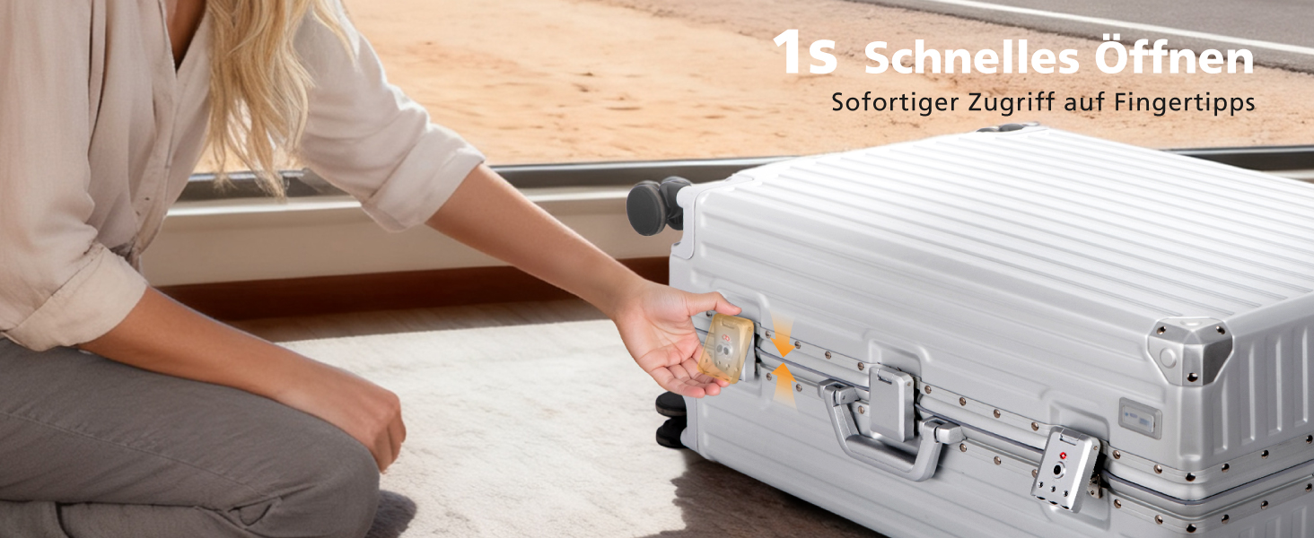 Чемодан ALPHA CAMP XL з алюмінієвим каркасом та полікарбонатною жорсткою оболонкою, TSA-замок, 40x36x77 см, 93 л, срібний