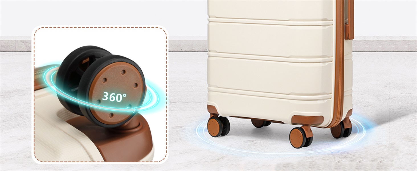 Набір валіз Joyway 5шт з жорстким корпусом, 4 колеса та TSA-замок. В комплекті: косметичка та сумка. Колір: білий/коричневий