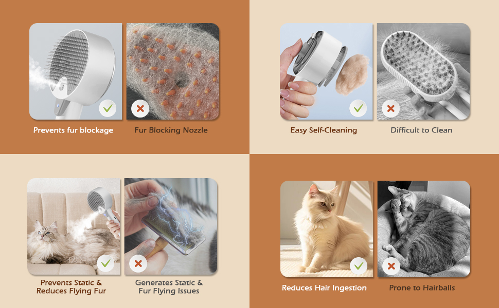 Бурштук для котів з парою 4-в-1, для видалення шерсті, для котів та собак (білий, сірий)