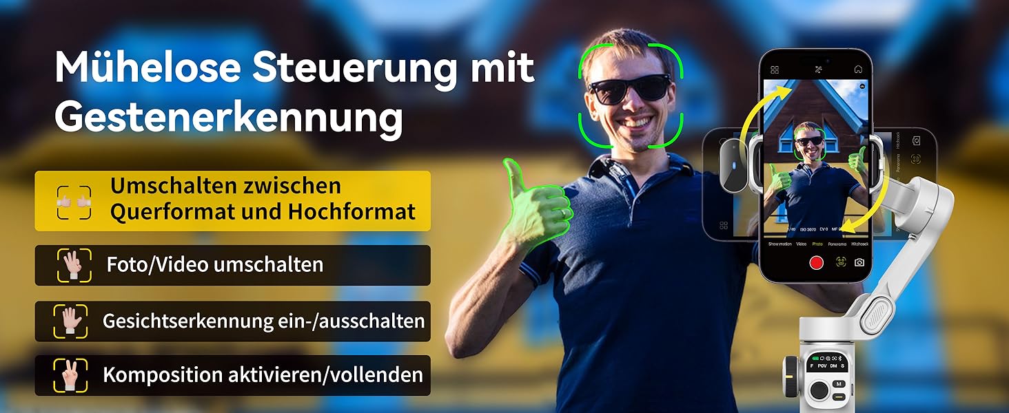 Стабілізатор для iPhone та Android з 3-осьовою стабілізацією та OLED-дисплеєм, 7.8