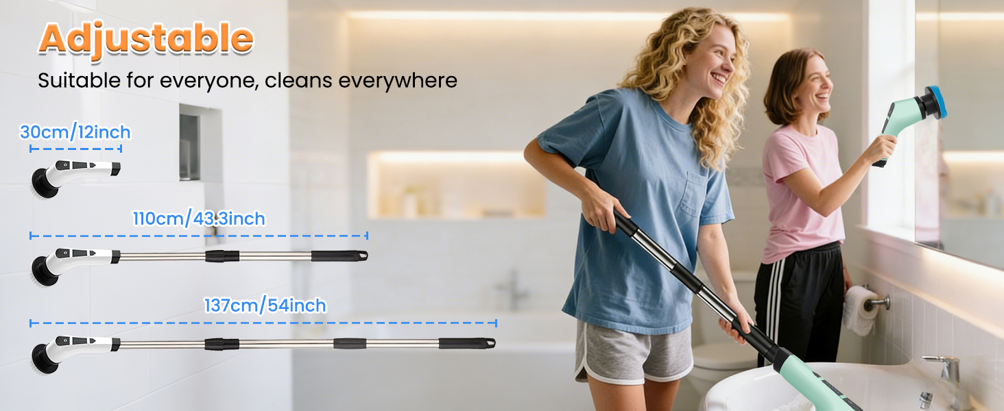 Електрична щітка для чищення швів та поверхонь з 10 насадками, регульована ручка для ванної, кухні, авто, підлоги