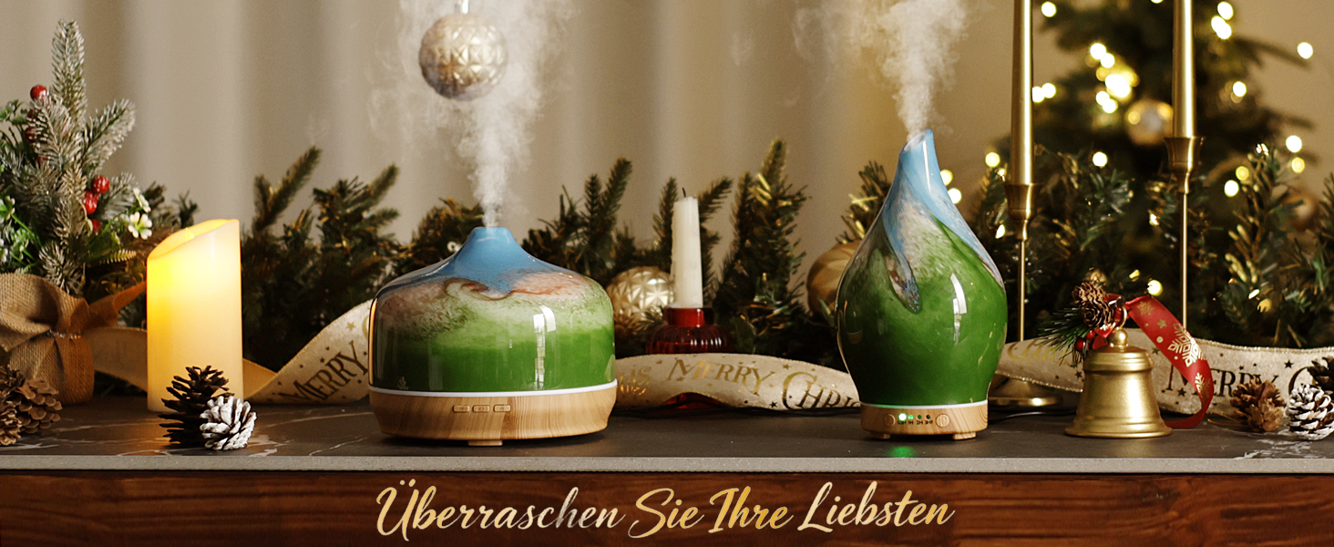 Ароматичний дифузор Porseme Aroma 500 мл, скляний зволожувач повітря, ультразвуковий аромадифузор з LED-підсвіткою 7 кольорів, для ефірних олій, працює до 21 години, тихий, для дому (Rosegold)