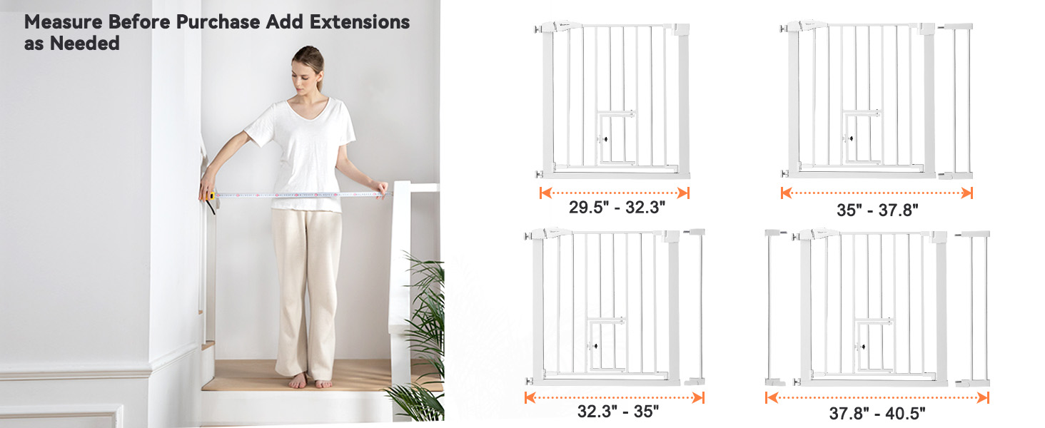 Захист для дверей COMOMY з люком для котів, 75-103см. Захист для собак та котів без свердління, автозакривання, розширюваний. Білий