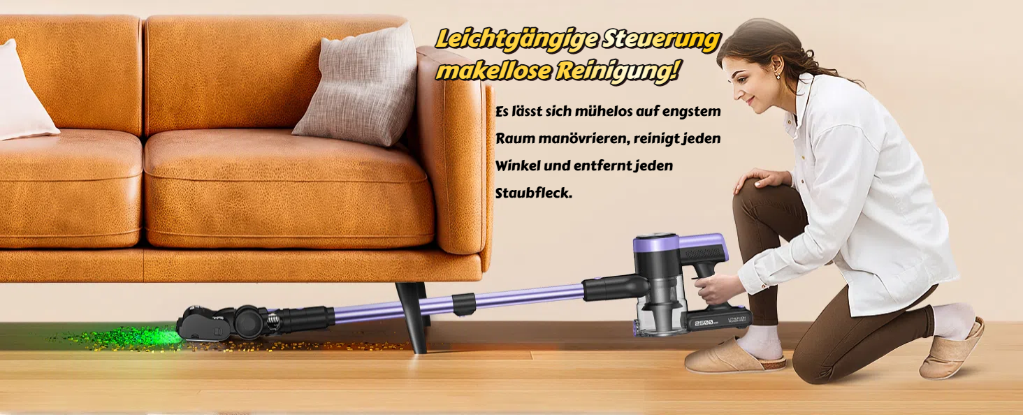 Бездротовий пилосос SUXIANGVAC 48KPa, 500W, 55 хвилин роботи, з док-станцією, LED дисплеєм, антизаплутана щітка, для шерсті тварин, килимів, твердих поверхонь, авто, фіолетовий