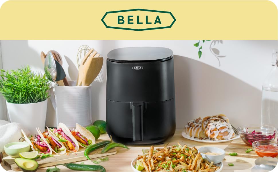 BELLA 3L Фритюрниця з сенсорним екраном, без олії, антипригарне покриття, для легкої очистки, матово-червона (Black)