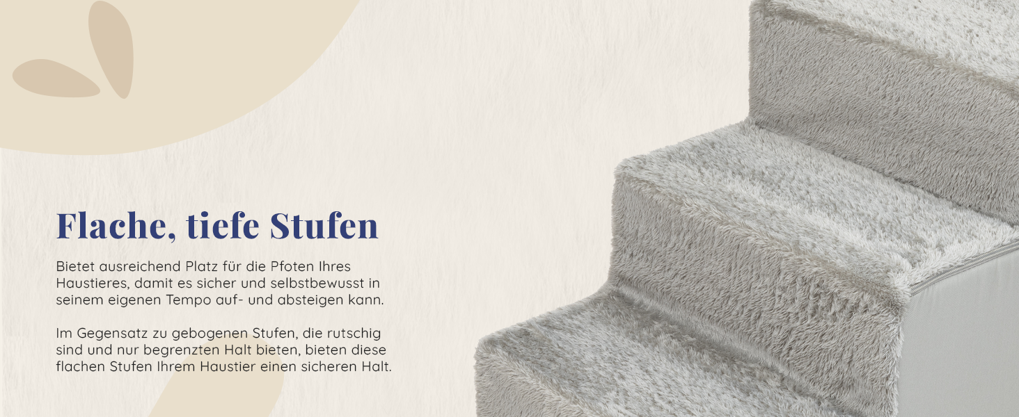 Сходинки для собак на ліжко та диван: 4 сходинки, 58 см, з пінопласту, для маленьких собак, безпечні та стабільні, знімний та пральний чохол, світло-сірий