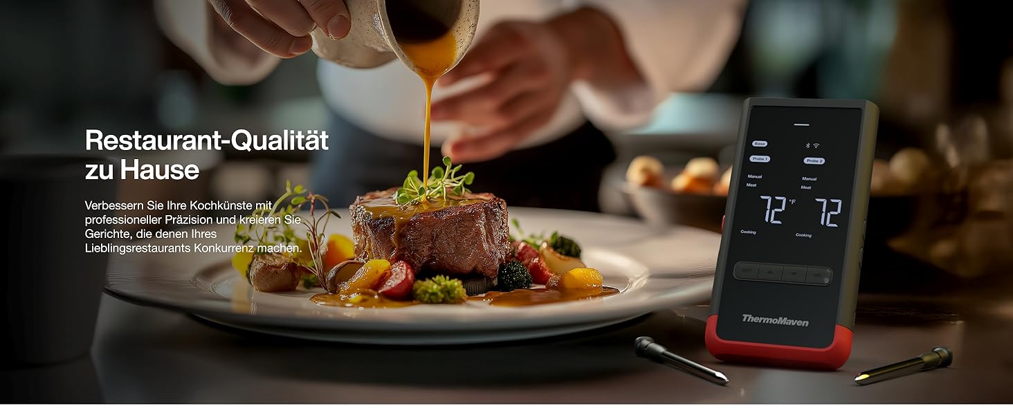 ThermoMaven P2 Розумний термометр для м'яса Бездротовий – Bluetooth 5.3, 2 зонди, 6 сенсорів, необмежений моніторинг через Wi-Fi, IPX8 водонепроникний, для гриля, духовки, кухні, фритюрниці