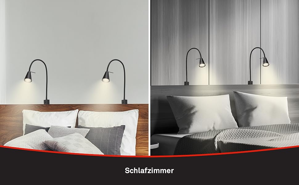 Світлодіодна настінна лампа Briloner з регульованим кріпленням, GU10 4.7W, 400lm, тепле біле світло, чорна. Лампа для читання, нічник, бра.