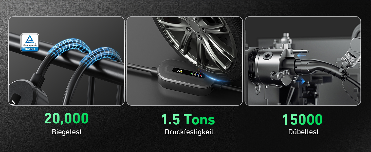 Кабель для електромобіля Evjuicion Typ 2 Schuko, 3.68kW, 6м, 16A, IP67, чорний. Зарядний кабель для ID.3/4, X1, 5ER, Model Y/3 та інших електромобілів