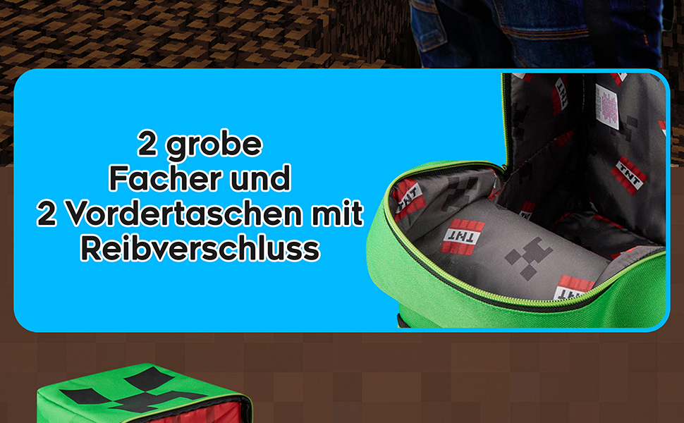 Дитячий рюкзак Minecraft Creeper для хлопчиків, шкільний рюкзак для спорту та прогулянок, зелений 3D, 46 x 21 x 18.5 см