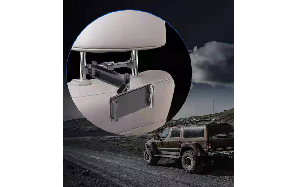 Підставка для планшета/телефону на заднє сидіння авто з поворотним кріпленням 360°, сумісна з усіма планшетами та телефонами (чорний)