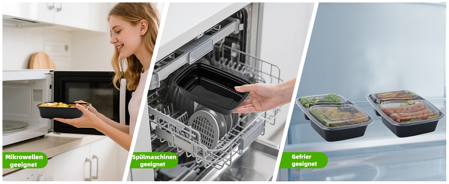 Набір контейнерів для їжі Meal Prep, 20 шт., 32 oz (2 відділення) - BPA Free, для мікрохвильової печі, морозильника та посудомийної машини