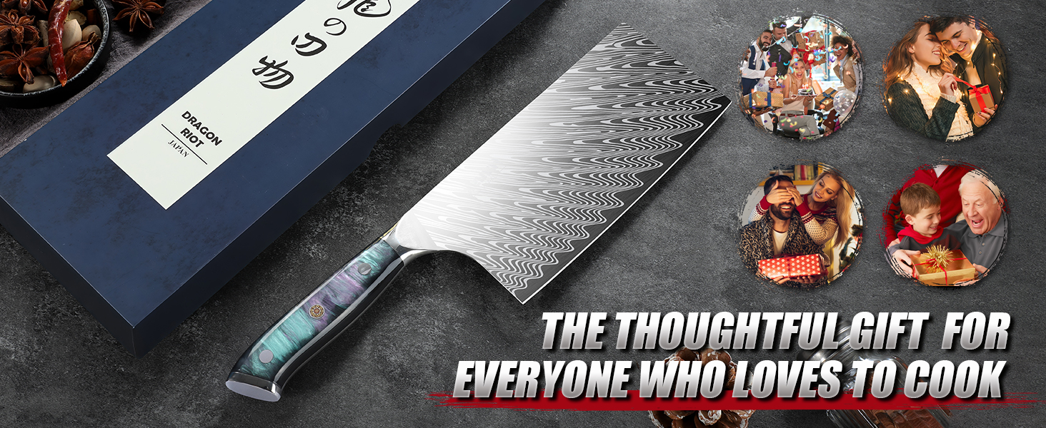 Набір кухонних ножів Dragon Riot з ергономічними дерев'яними ручками (Японія) - кухонний ніж, сантку, універсальний ніж
