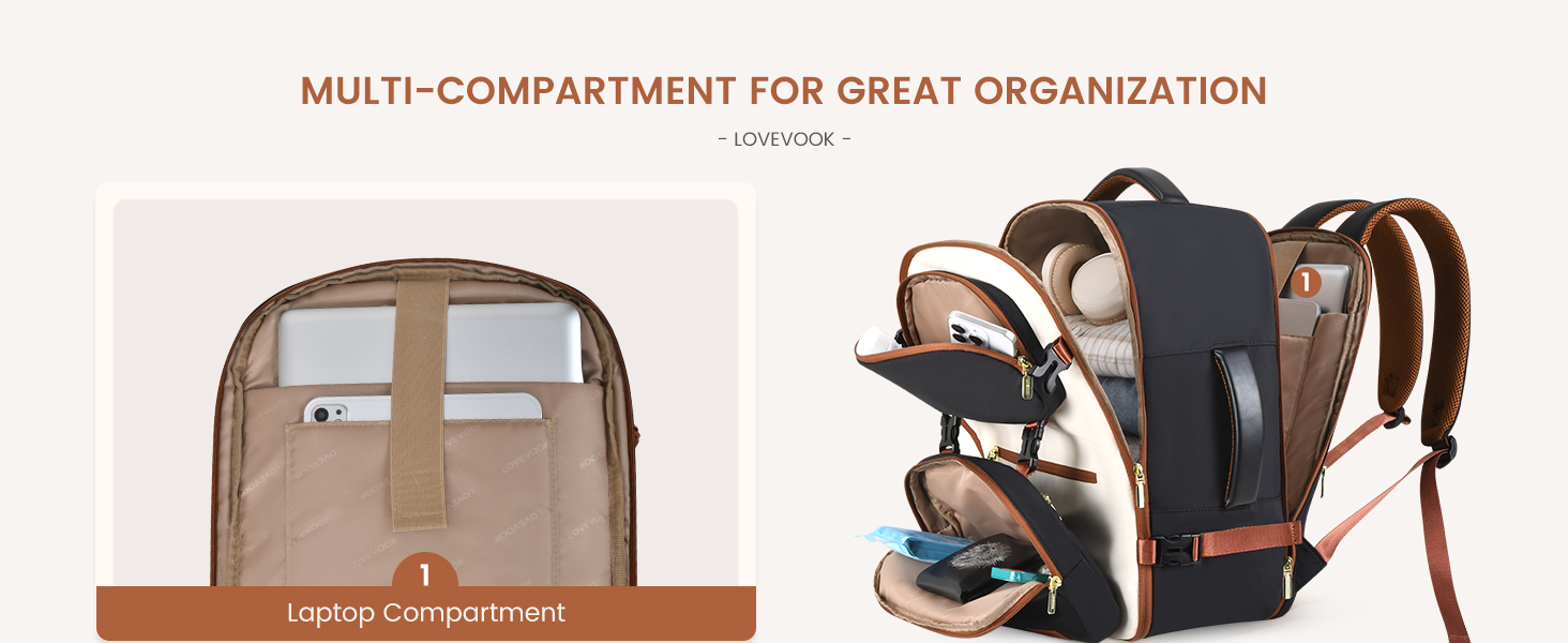 LOVEVOOK Рюкзак для ручної поклажі, 40L, жіночий, для ноутбука 17.3