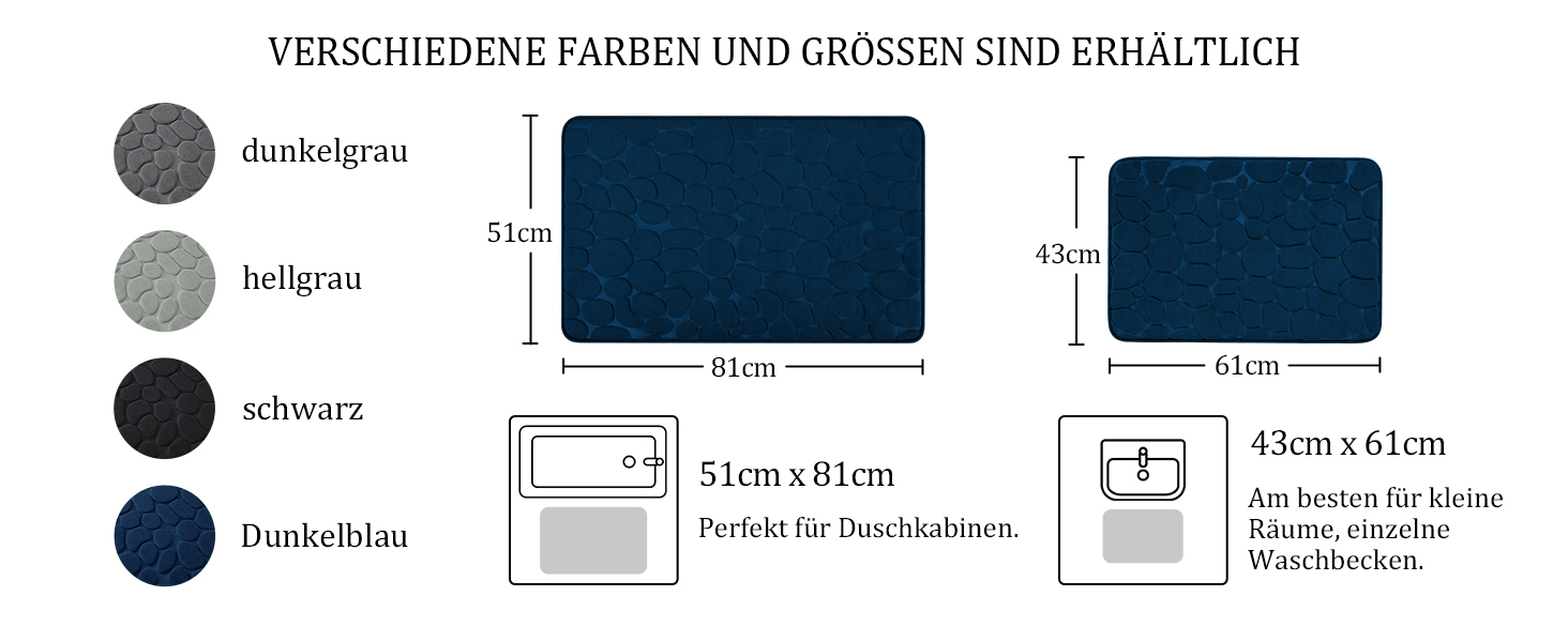 Набір килимків для ванної кімнати chakme (2 шт.), пам'ятна піна Cobblestone, протиковзкі та поглинаючі килимки для ванни та туалету, темно-сині