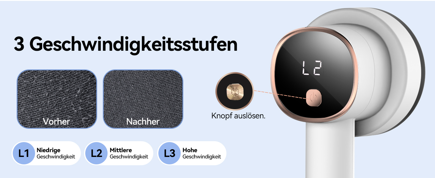 Електричний видалення ворсу з LED-дисплеєм - 6 лез з нержавіючої сталі, 3 швидкості, USB-зарядка. Підходить для одягу, пледів, диванів та постільної білизни (білий)