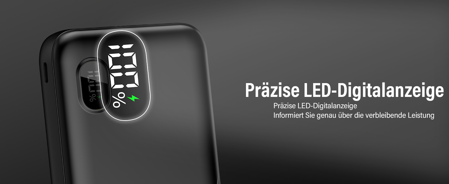 Power Bank Thunelec 10000mAh 22,5W з USB-C (PD, QC 3.0) - компактний зовнішній акумулятор для смартфону та планшета, LED дисплей, темно-синій