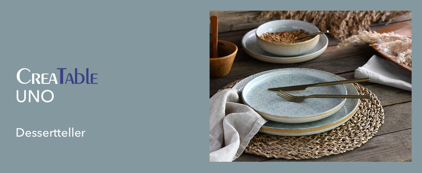 CreaTable Geschirrset Uno, 12-teilний сервіз для 4 осіб, керамічний, сірий, для дому, посудомийна машина, мікрохвильова піч, Made in Europe