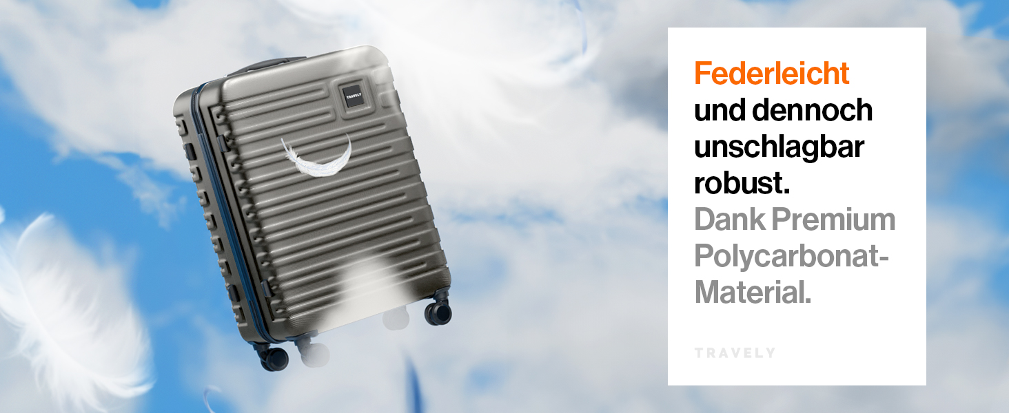 Валіза Travely з полікарбонату, 67 см, 60 л - міцний валіза з TSA замком, для подорожей, сірий колір