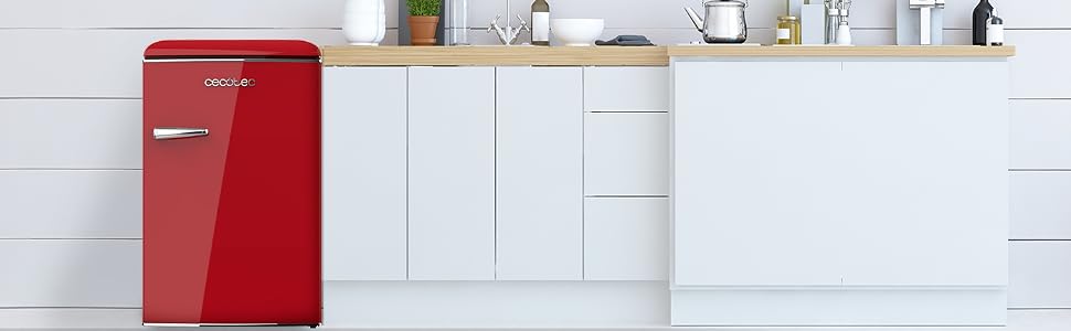 Міні-холодильник Cecotec Bolero CoolMarket TT Origin 110 Red 110л – ретро дизайн, клас E, LED-підсвітка